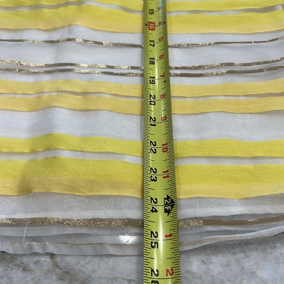 Kate Spade Silk Cori Blouse | Striped | Lemon Yellow, Gold, White | Size‎ Small - Picture 4 of 10
